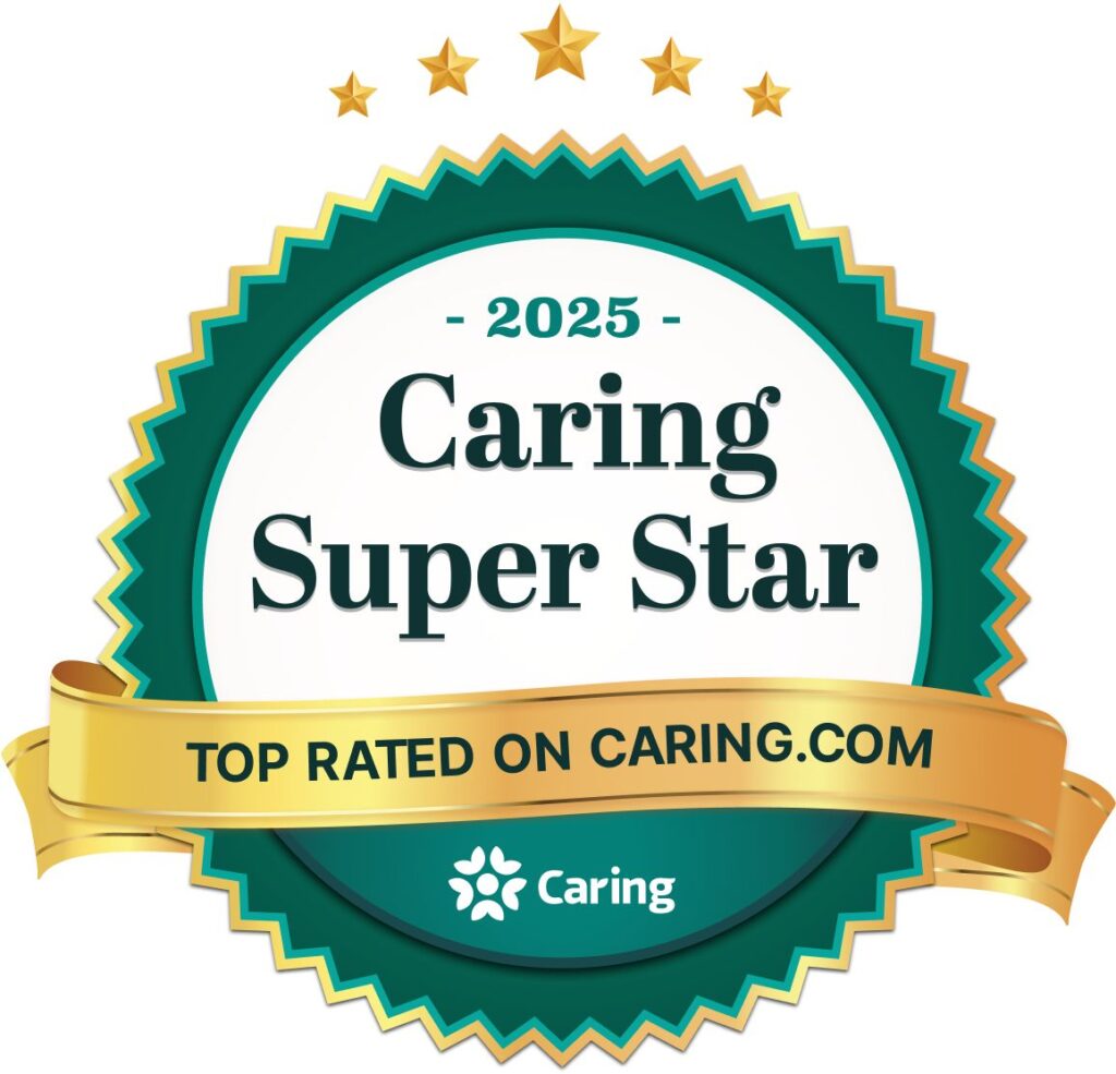 Seal reading "2025 Caring Superstar - Top Rated on caring.com)