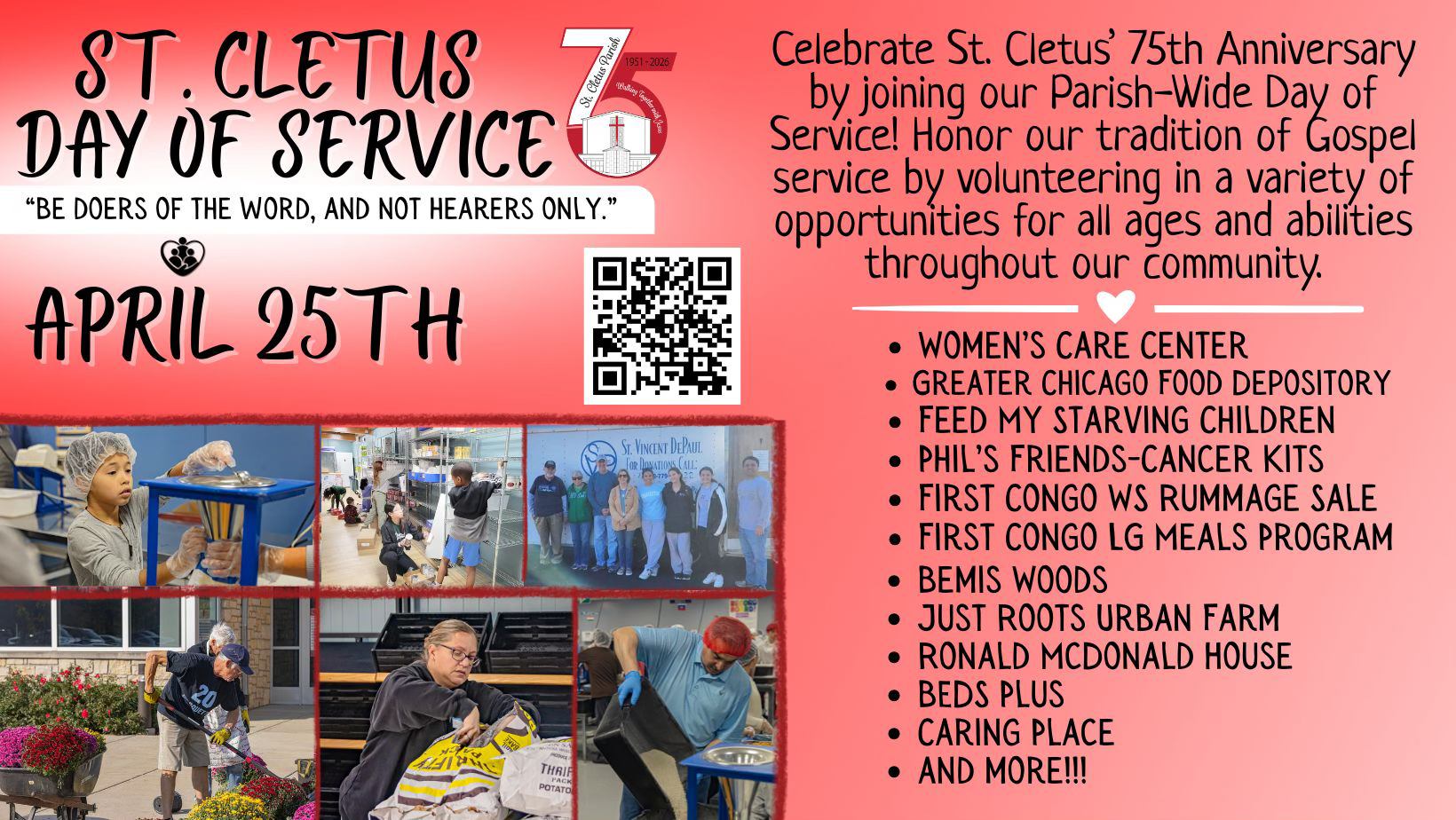 Serve the Community at St. Cletus’ Day of Service (April 24–26)
