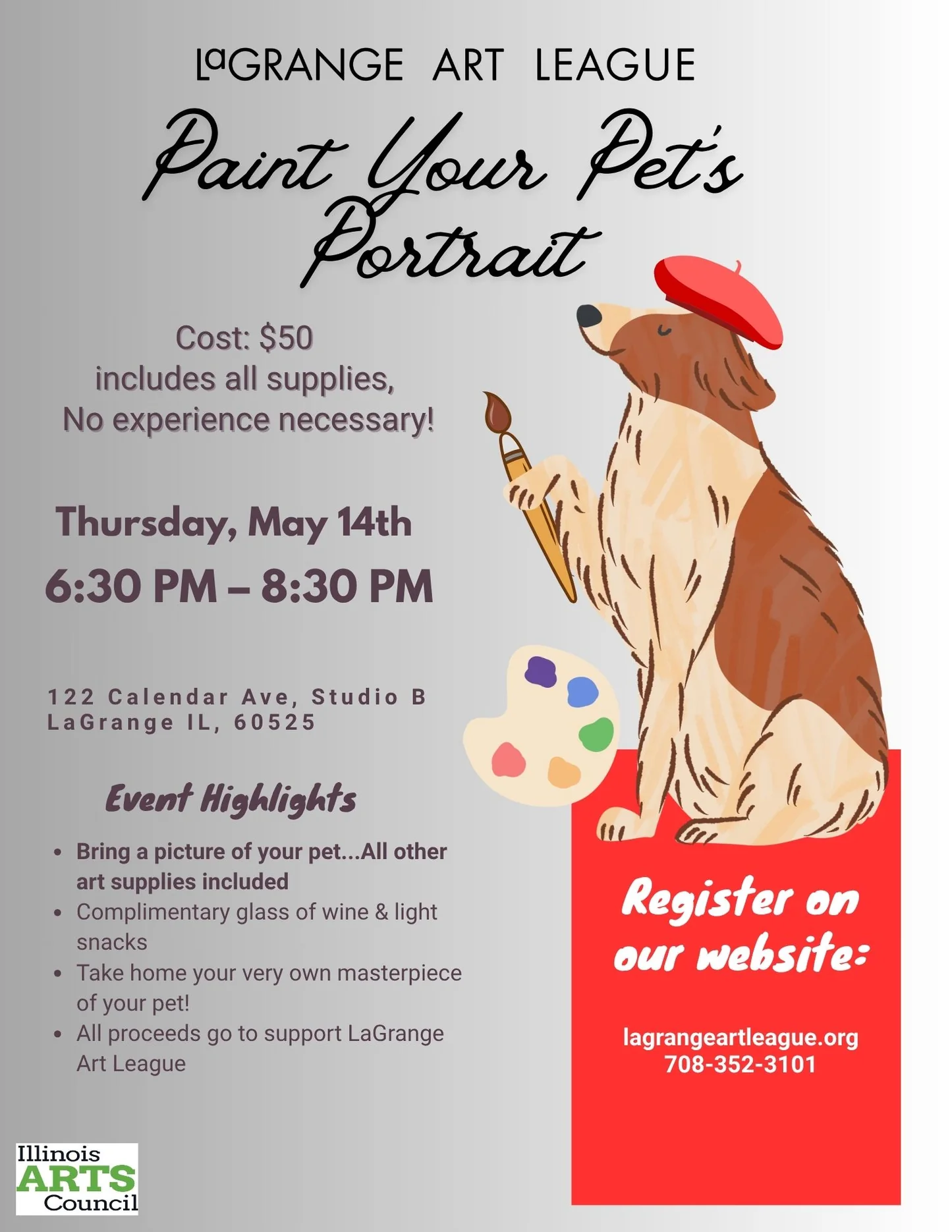 La Grange Art League Hosts “Paint Your Pet’s Portrait” Fundraiser This May