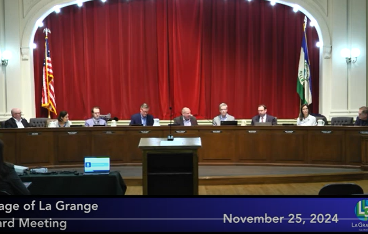 A panoramic shot of the La Grange Village Board during their meeting on November 25, 2024.